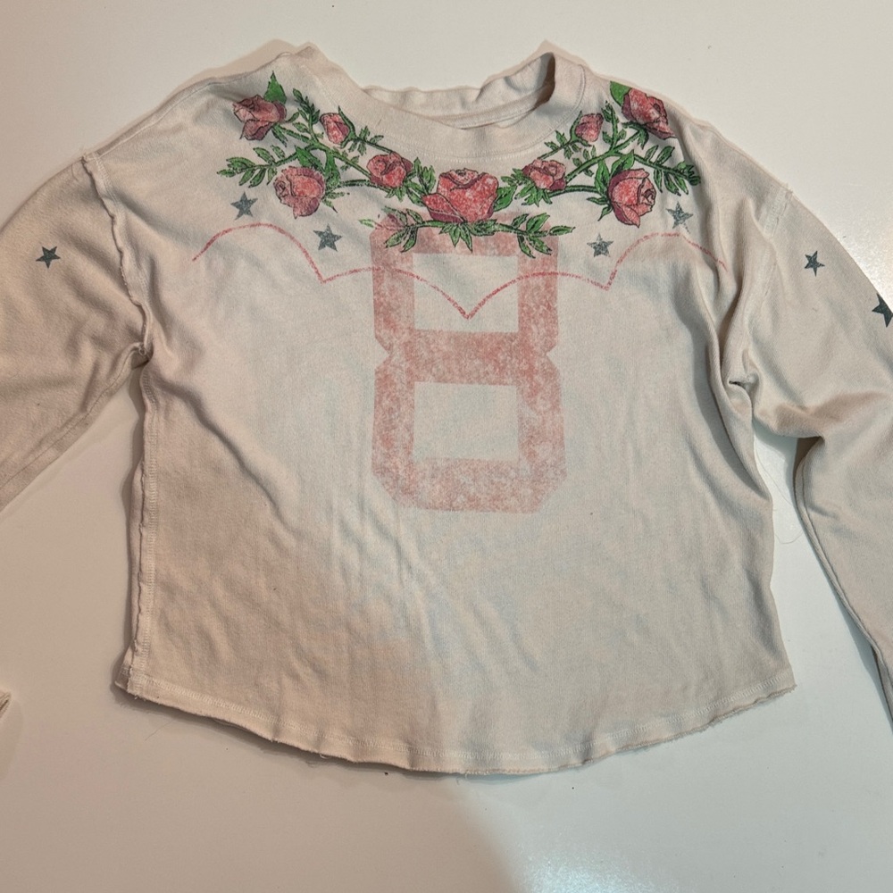 Free People Floral Graphic Long Sleeve Top